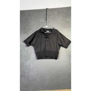 Calvin Klein Pullover‎ Shirt Womens Medium Black Short Sleeve Cropped Polo Top